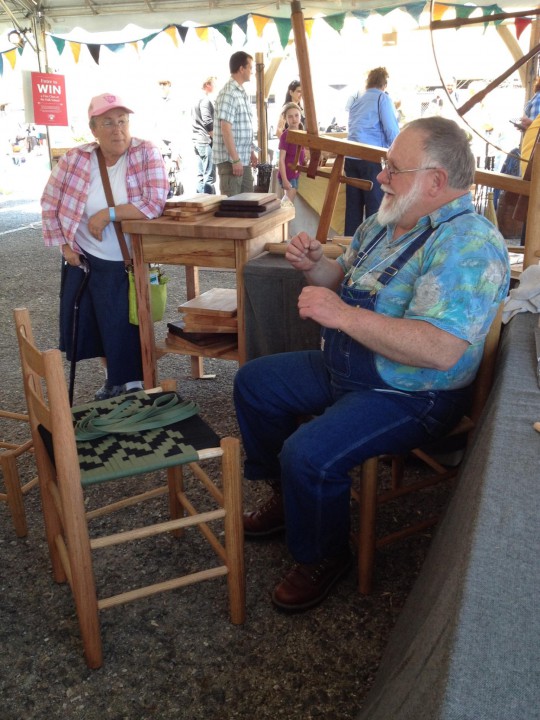 Master craftsman Lyle Wheeler making a chair.