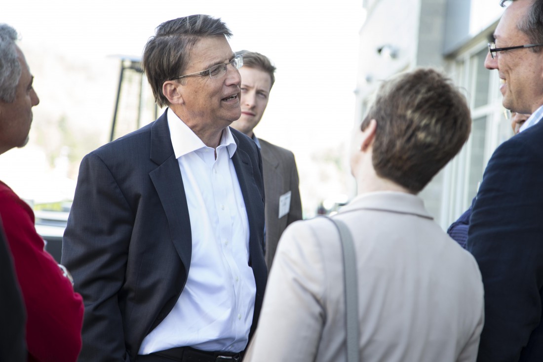 Pat McCrory made a surprise appearance at a Moogfest VIP party at the Aloft Hotel. Photo by Alicia Funderburk