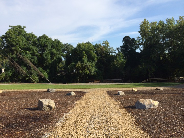 This pebble walkway leads to a field that will hold a permanent outdoor stage. Newly mulched and manicured, the site will hold up to 2,500 concert-goers. Photo by Jake Frankel.
