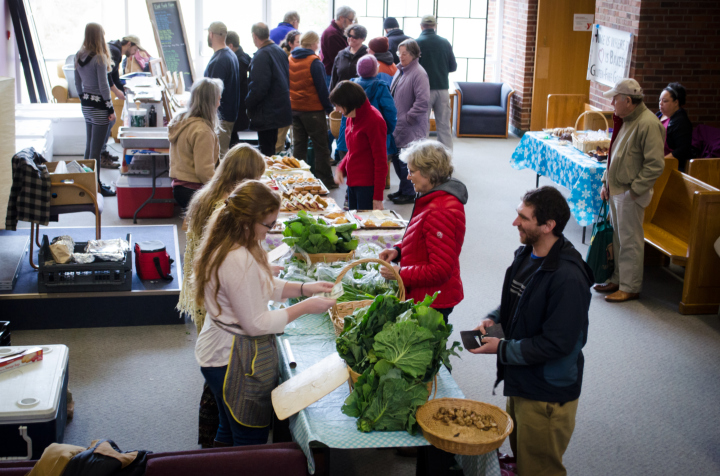 The YMCA Indoor Tailgate Market is held in two rooms in the lower level of Grace Covenant Presbyterian Church on the corner of Merrimon Avenue and Gracelyn Road. Photo by Carrie Eidson 