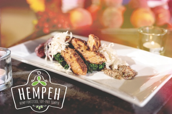 HUNGRY FOR HEMPEH: Vegan restaurant Plant will feature Smiling Hara's Hempeh on a rotating basis. Pictured is Plant chef Jason Sellers' yellow split pea Hempeh steaks with smoked broccoli, homemade kraut and cultured spicy mustard. Photo by Daniel Judson