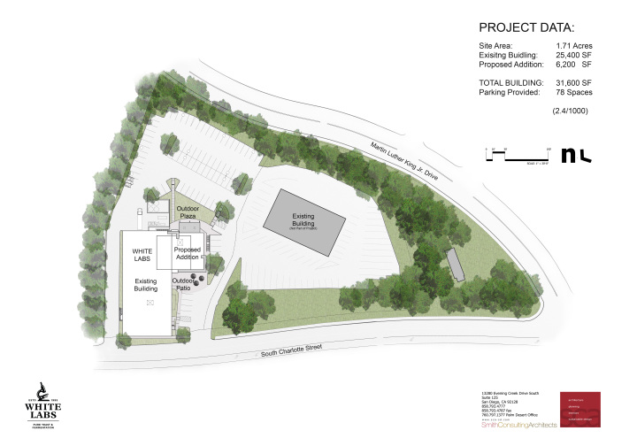 Site plan for the new Asheville White Labs. 