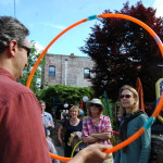Trouping with hula hooping: Don Kostelec holds a hula hoop which represents the pedestrian's 'personal bubble'