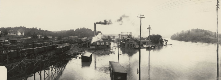 STRONG CURRENTS: Flooding in the early 1900s devastated communities and industries along the French Broad river basin. Photo via Xpress.