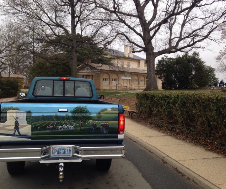 Charlie Hardin's truck, painted by Andrea Martin, in Arlington National Cemetery earlier this year. (PHOTO BY ANDREA MARTIN)