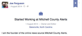 The entrepreneurial spirit: Ferguson announces to his Facebook friends that he had started a new news service.