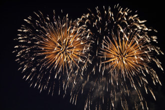 Fireworks in the night sky.