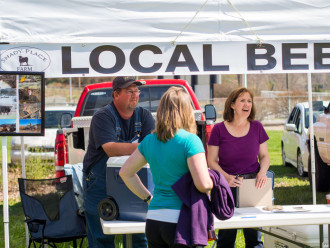 LOCAL BEEF: Ava and Neal Morgan sell their farm-raised beef at a local farmer's market.