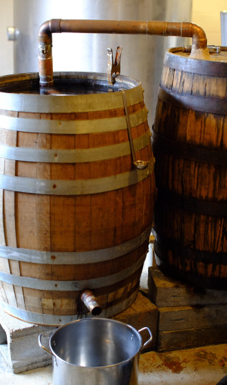 An old-style still, like those used by Howling Moon Distillery, became synonymous with bootlegging in the South in the late 19th century. Photo provided by Howling Moon Distillery.