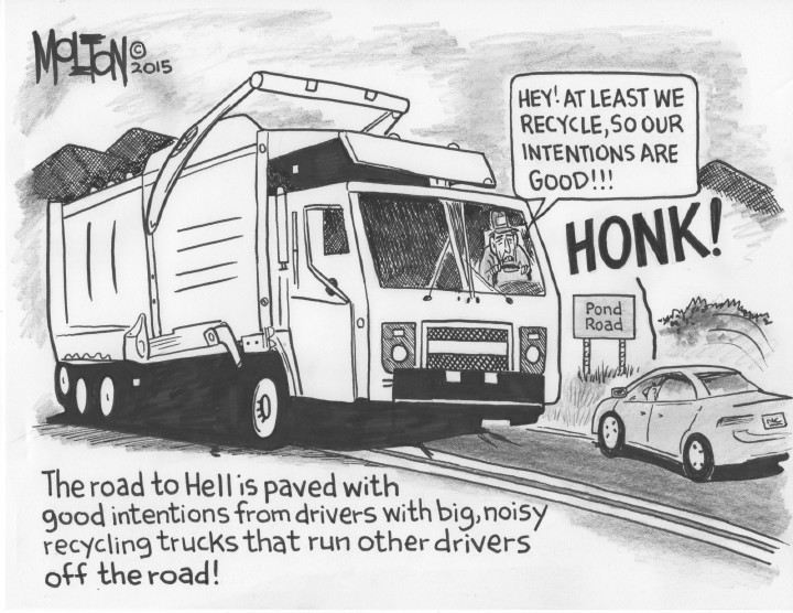Xpress cartoonist Randy Molton's take on the Pond Road recycling facility.