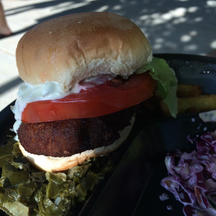 The famous fish burger by Ms. Hanan Shabazz.