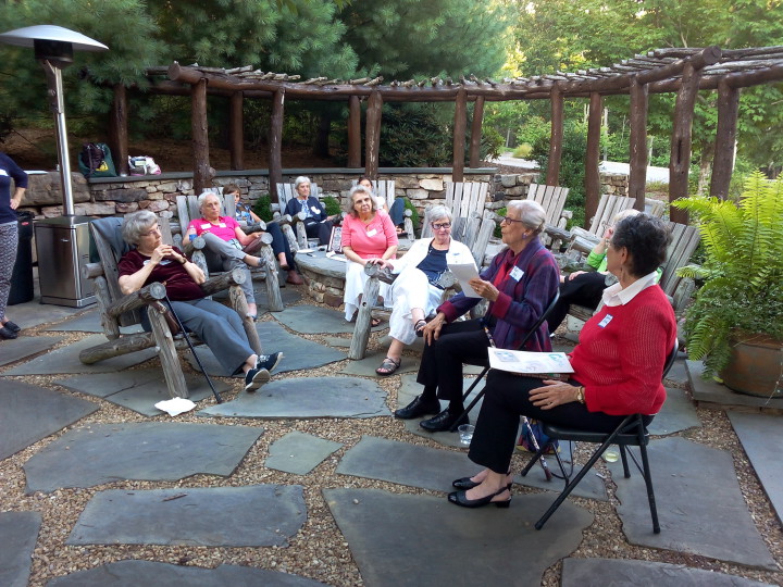 Members of the Asheville-Buncombe County League recently hosted a party to celebrate the 95th anniversary of women's voting rights. Photo by Virginia Daffron.