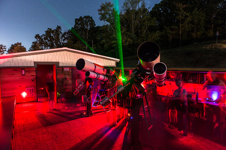 UNC Asheville's weeklong celebration of the Installation of Chancellor Mary K. Grant included a special stargazing session at the university's Lookout Observatory. Photo by David Allen.