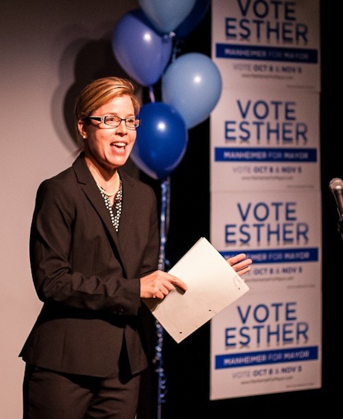Mayor Esther Manheimer on election night, 2013. 