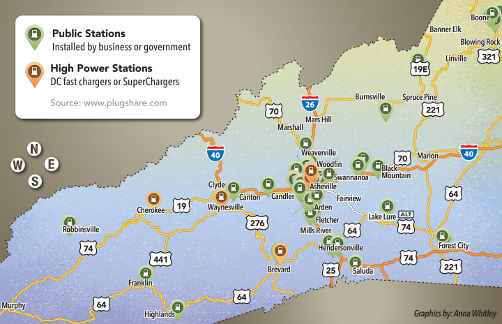 Western North Carolina, a nationally designated "Clean City," has seen nearly 100 charging stations pop up in the last five years.  
