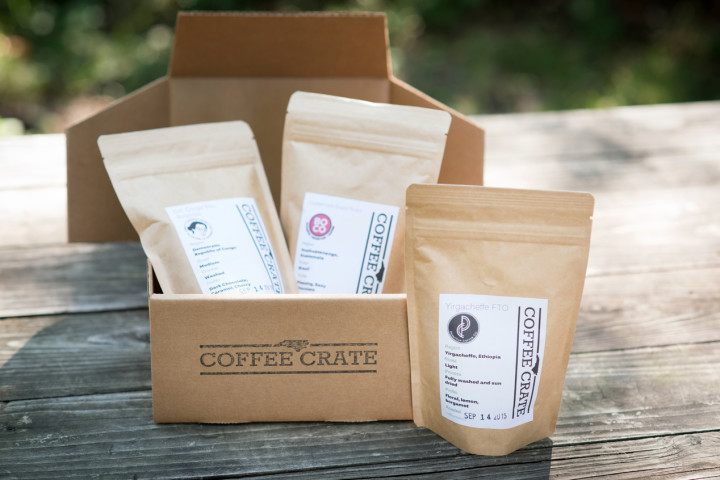 PERKY PRESENT: Angie Rainey's business, Coffee Crate, ships boxes of regionally roasted coffee to subscribers on the 15th of each month. Photo courtesy of Coffee Crate