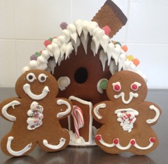 Photo of gingerbread homeowners courtesy of Geraldine's Bakery
