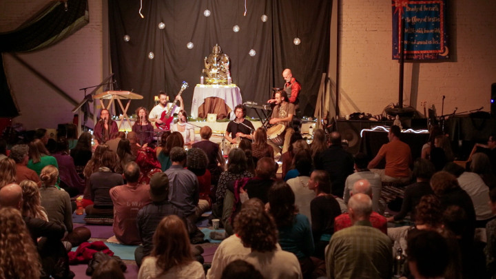 “Imagine being in a room full of over 200 people, all singing the same thing together, over and over again,” says Johnson. Photo Courtesy of Sangita Devi Kirtan.