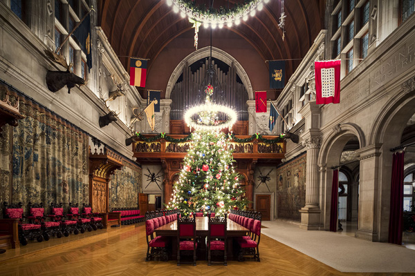 The Banquet Hall at Biltmore during Christmas.