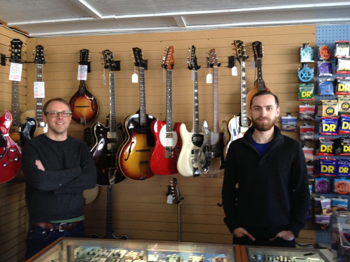 MUSIC MEN: Brian Landrum, left, and Charles Gately recently purchased Sherwood's Music from its namesake, Matthew Sherwood. The new owners are both seasoned local musicians.