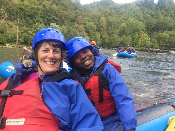 FUN TIMES: Local Big Brothers Big Sisters volunteer Sue Mattera shares a recent rafting trip with her “Little,” Cedysia. 