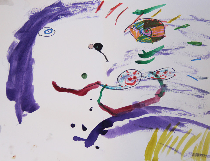 IN THE MIND'S EYE: Vance Elementary School kindergartner Evie McLean painted this self-portrait aimed at being half-realistic, half-abstract at the Roots + Wings Community Design Lab  at Vance Elementary School