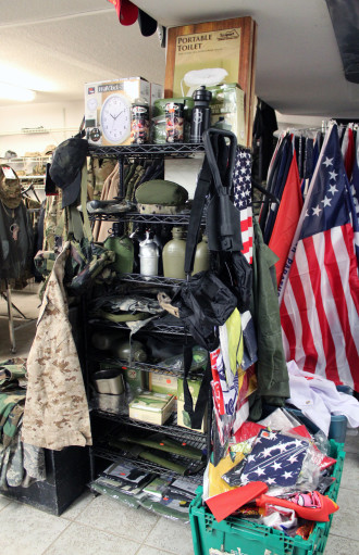 Military surplus gear and clothing make up the majority of Patterson's stock. Photo by Virginia Daffron
