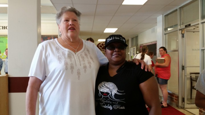Retired teacher Ellen Goodell and former student Royanna Williams, class of 1990.