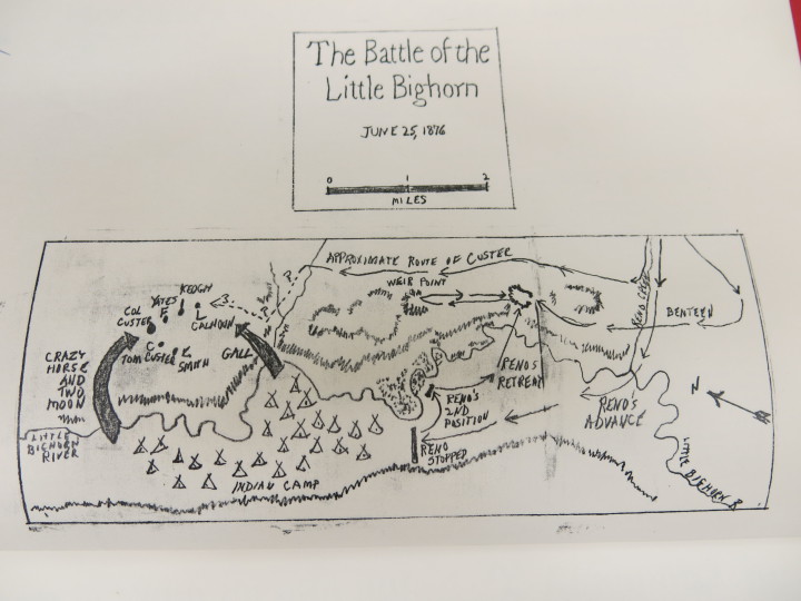 LITTLE BIG HORN: A map included in James E. Dean Jr.'s “Western North Carolina Man Fought with Custer Against Sioux,” illustrates the layout of the battle. 