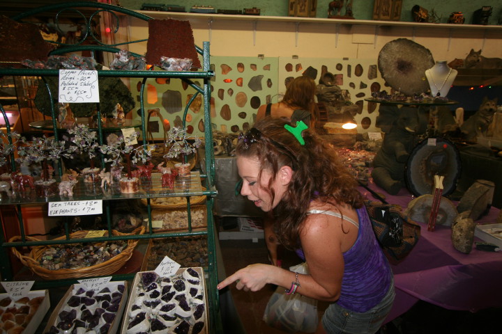 PERSONAL TOUCH: The relationship between venodr and cutomer often goes beyond mere monetary transactions, says Susannah Powell, co-owner of the Rocks Are Here rock shop at Smiley's indoor market. 