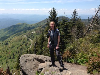 The high elevations near the Blue Ridge Parkway provided the setting for student Savannah Clark's work with Andrew Laughlin, UNC Asheville assistant professor of environmental studies, surveying bird communities. Photo courtesy of UNC Asheville