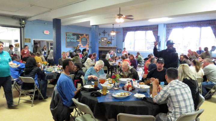 GATHER AROUND THE TABLE: The Haywood Street Congregation serves high-quality, fresh meals to all members of the community free of charge, all served by volunteer waitstaff on china with cloth napkins. The organization will offer a community meal for Thanksgiving. 
