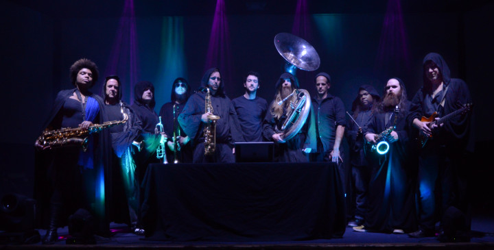 BRASS IN POCKET: The end-of-year show at New Mountain includes one set by Empire Strikes Brass and a late night set billed as “Push Pull Strikes Brass,” pictured — DJ Push Pull with a horn section.