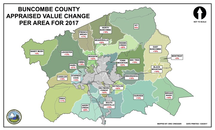 Property values are going up across the county at different intervals. The increase represents a change of about $6.8 billion from the last assessment in 2012.