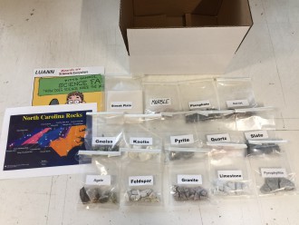 Rock Kit Samples ready to be sent to K-12 schools across North Carolina and beyond free of charge