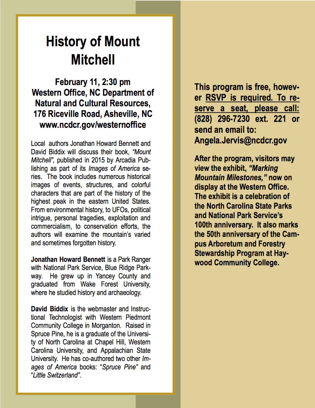History of Mount Mitchell flyer