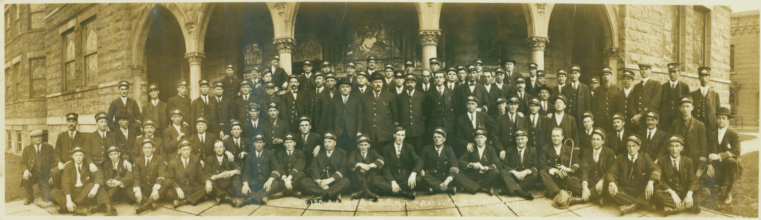 UNION DAYS: Approximately 90 workers and organizers of the Amalgamated Association of Street and Electric Railway Employees of America, Local Div. No. 128 pose for a picture in April 1913. Despite North Carolina’s status as one of the least unionized states in the country, current-day local union chapters such as ATU 128, have a long history of organizing and advocating for workers’ rights in the Southern Highlands. Photo via the Norh Carolina Collection, Pack Memorial Library, Asheville North Carolina
