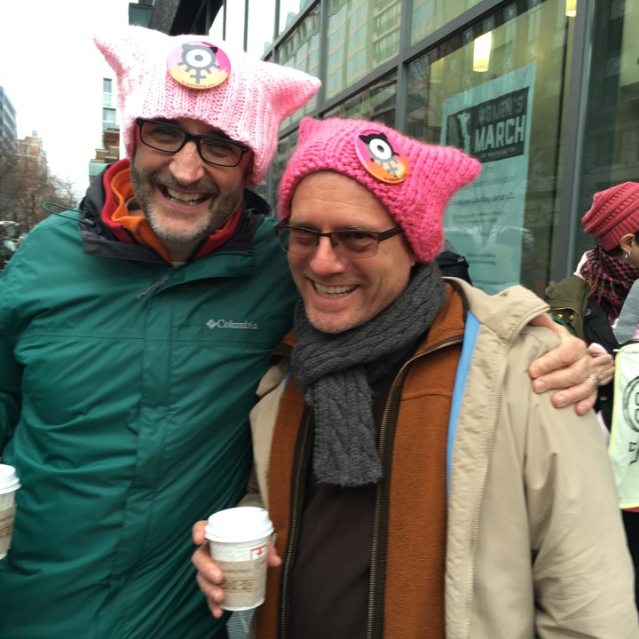 "I RESPECT AND STAND FOR WOMEN": Asheville marchers Greg Clemons and Jeffrey Whitridge joined  the Women's March in Washington to show their support for women and protest the election.