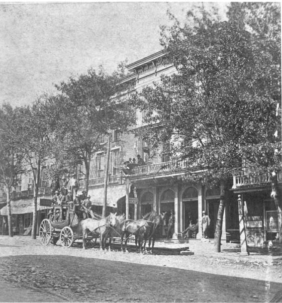 THE EAGLE HOTEL: In its ad, included in the back of Colton's 1859 book, The Eagle Hotel's owner, J.M. Blair notes he will "spare neither pains nor money in order to make his guests perfectly comfortable and at home while they sojourn at the Eagle Hotel." 