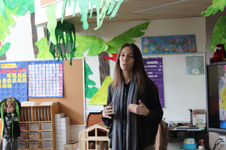MINDFUL APPROACH: Veteran kindergarten teacher Leslie Blaich has taken sabbaticals from teaching when the demands of the profession grew overwhelming. Implementing mindfulness practices in her classroom at Isaac Dickson Elementary School, Blaich says, has helped her better meet her students' needs and manage the stress of the classroom environment. Photo by Virginia Daffron