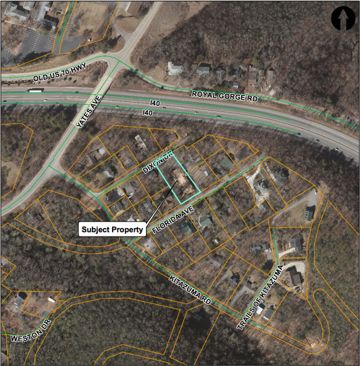 ROOM TO GROW: Above shows the property New Day Holdings wanted to turn into a group home rather than a rooming home. The company revealed it also owns other properties adjacent to 15 Dixon Drive. Graph courtesy of Buncombe County