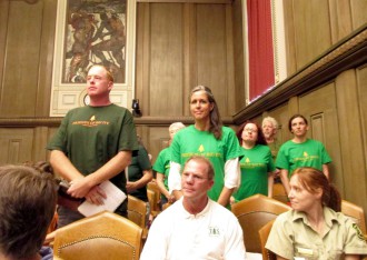 Supporters of creating a Craggy Mountains/Big Ivy wilderness area pack the council chamber. Photo by Carolyn Morrisroe