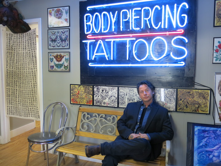 THE TEST OF TIME: Robert Ashburn has been tattooing in Asheville since 1990. The artist says he withholds passing judgement on any design, but cautions tattoo-seekers to pick their body art wisely. "It has to stand the test of time," he says. 