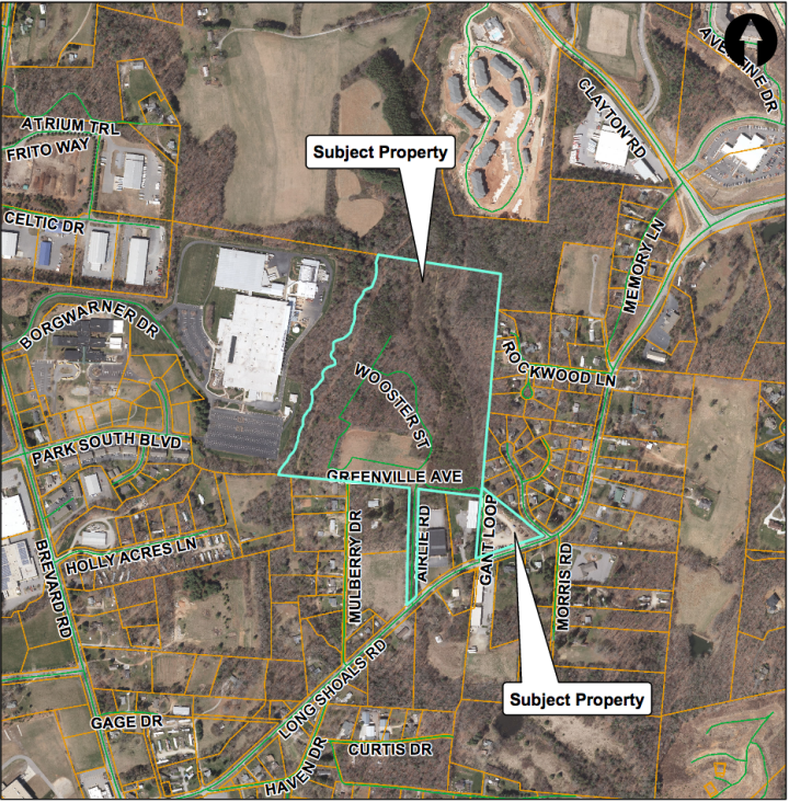 LONGING FOR PEACE: The Board of Adjustment approved a conditional use permit for a 472-unit apartment complex at 556 Long Shoals Road. Some nearby residents fear road infrastructure can't handle the additional traffic the project will create. Map courtesy of Buncombe County