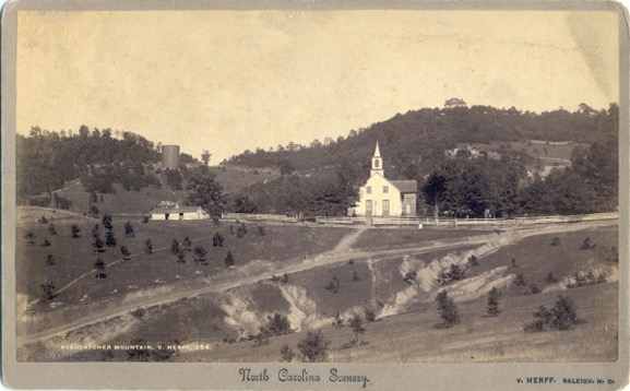 HILLTOP SANCTUARY: An earlier building of the Nazareth Missionary Baptist Church sat atop what was then known as Chinquapin Hill. Today, the slopes below the church's site are covered in vegetation. Photo courtesy of the North Carolina Collection, Pack Memorial Public Library, Asheville, N.C.