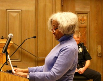 AVERY'S LEGACY: Martha Warren, a direct descendent of Tempie Avery, speaks in support of renaming the Montford Community Center in honor of Avery, 100 years after her death. Photo by Carolyn Morrisroe