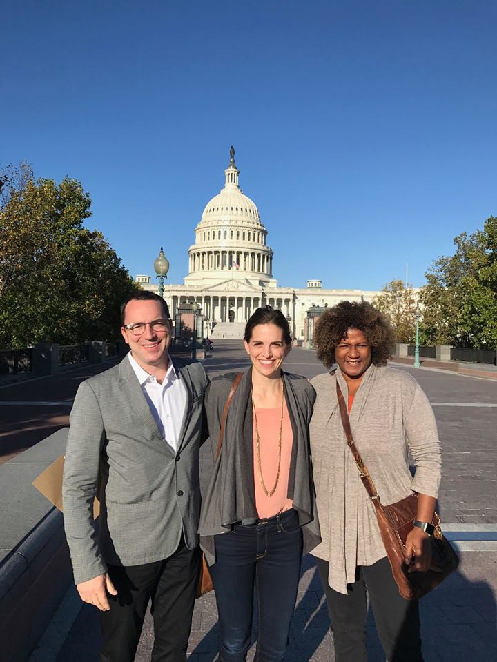 CAPITOL IDEA: During her recent lobbying trip to the U.S. Capitol, Asheville chef Katie Button, center, was paired with fellow chefs Joy Crump, right, and Steve McCue, left, for meetings with elected officials. Photo courtesy of Katie Button
