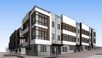 CONDO CONSTRUCTION: A McCormick Place townhome project approved by the Planning and Zoning Commission would be pitching distance to the Asheville Tourists' stadium. Design courtesy of the city of Asheville