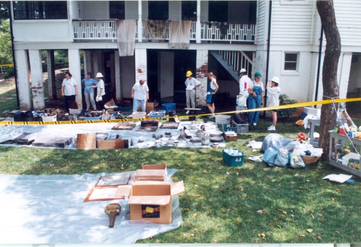 THE BIG HAUL: Volunteers from across the region and state teamed up with the staff at the Thomas Wolfe Memorial to remove items from the home. Photo courtesy of the Thomas Wolfe Memorial