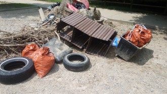 Trash pulled out of the Swannanoa River